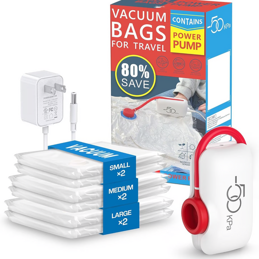 🎒 55% RABATT NU! ✨ USB Elektrisk Vakuumkompressionspåse - Rymdsparande Reslösning med Snabb Vakuumteknik för Klädlagring 📦✈️