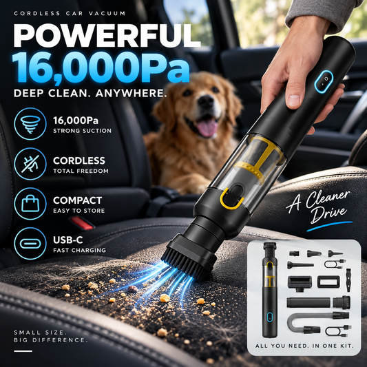 🚗 50% RABATT! ⚡ Kraftfull Sladdlös Bildammsugare – Handhållen, Uppladdningsbar & Perfekt för Bil & Hem 🧹