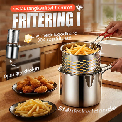 🔥 HETT ERBJUDANDE – 50 % RABATT! 🍳 Multifunktionell stekpanna i rostfritt stål 304 – fritera, steka, koka och stuva i en och samma gryta ✨