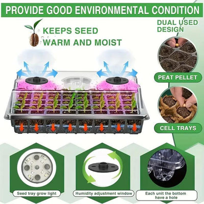 💎60% RABATT! 💎 Groningsbrickor med odlingsljus – Fuktighetskontroll, transparent och fullspektrumljus 🌱💡