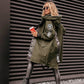 ⏳Retro arbetsklädesstyling ⏰Trendig långärmad huvjacka och läderleggings för kvinnor
