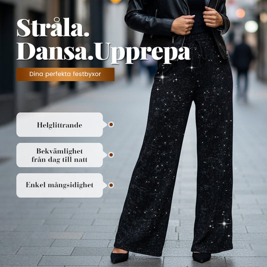 💖SISTA DAGENS REA 60% RABATT🥰Dambyxor med paljettmönster och vida ben och resår i midjan