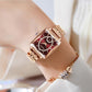 50 % rabatt⌚Moderiktig fyrkantig damerklocka i roséguld med diamanter💎