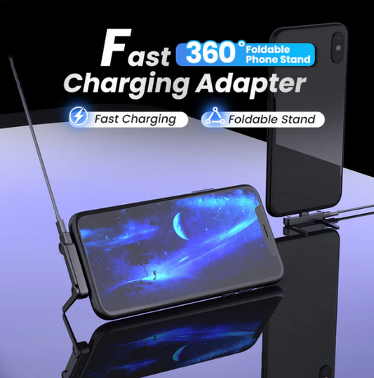 🔥50 % RABATT! 🔋 Snabbladdningsadapter med 360° vridbart mobilfäste – handsfree, passar alla modeller och kompakt design 📱⚡✨