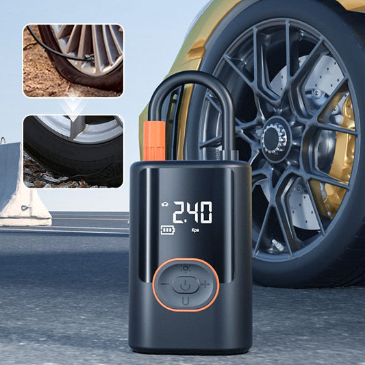 🚗NU 60% RABATT🔥 Multifunktionell bärbar bildäckspumpe med ljus