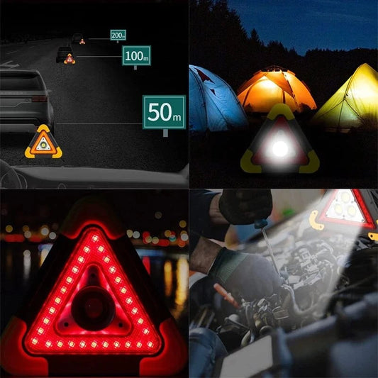 🔈🔈60% rabatt🚗🆘3-i-1 triangulär solcellsdriven nödblinkers för vägkanten✨