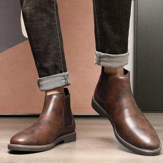 👞🐂55 % rabatt🔥Vintage Chelsea boots i konstläder för män