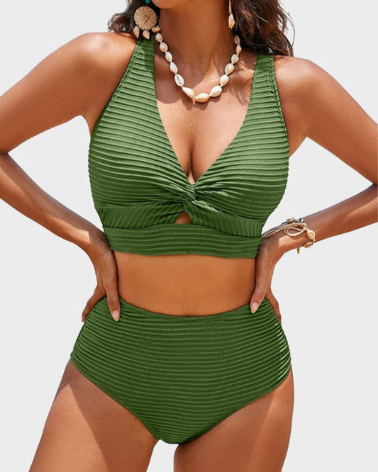 👙👙2025 Ny modell ~50% RABATT 👙Bikineset med hög midja och texturerad knut framtill