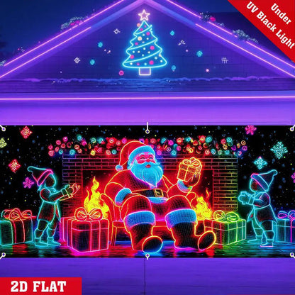 🔥 50% RABATT! ✨ UV-fluorescerande julbanderoll för garage - svart ljuseffekt, 180x400 cm stor, återanvändbar 🎄✨