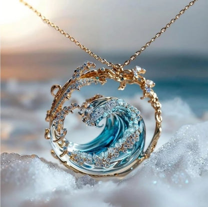 ❄️60% RABATT🌊Elegant set med halsband, ring och blå örhängen