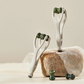 Massageset av natursten: skrapbräda, fingerklämma och äggformad massager