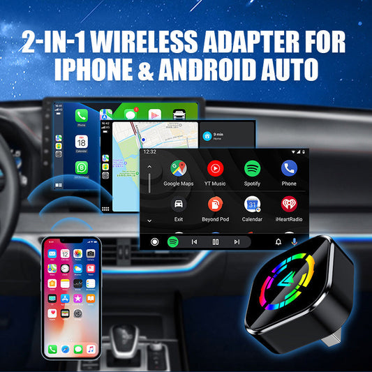 📱 60% REA NU! 🔥 2-i-1 Trådlös Adapter - Kompatibel med iPhone & Android Auto, Enkel Plug-and-Play Installation ✨
