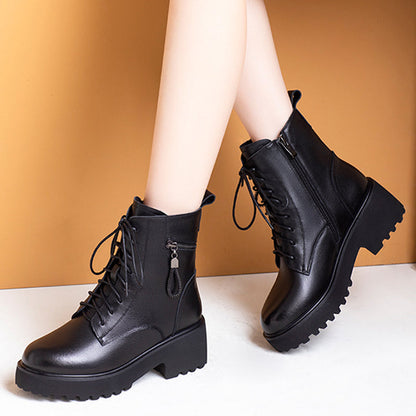 Vinterkängor för kvinnor med hög klack och varm päls