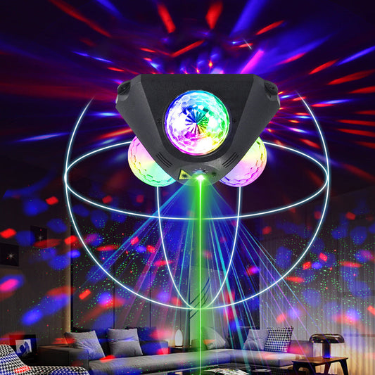 Ljudaktiverad laserfestbelysning med 3 bollar