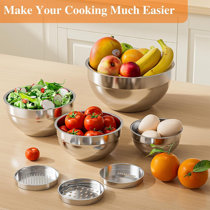 58 % rabatt🔥 6 DELAR rostfria blandningsskålar med 3 rivjärnstillbehör