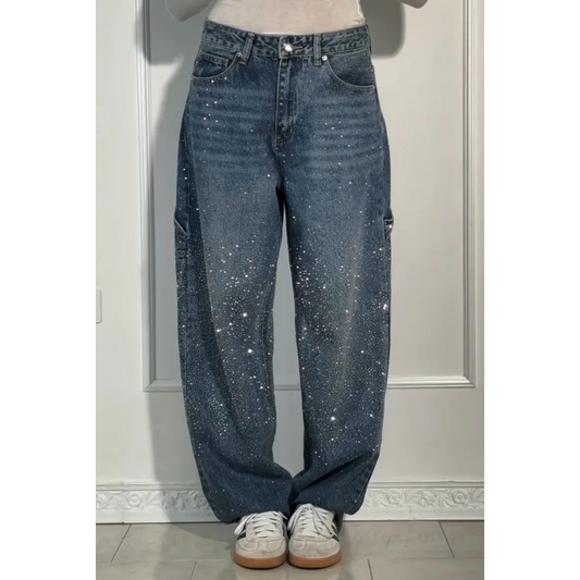 👖 SISTA DAGENS ERBJUDANDE - 60% RABATT✨️💐 Raka damjeans med strass✨