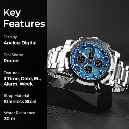 📢📢60% RABATT!! ⏰ Vattentät analog-digital militärklocka för män – 48 mm, multifunktion och rostfritt stålarmband! 🕰️💪