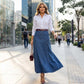 👗 60% RABATT NU! ✨ Damkjol i denim med hög midja och a-linjeform – Smickrande passform, stretchig komfort och mångsidig stil 👖