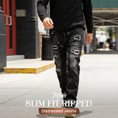 🔈🔈HETA NYA PRODUKTER - 60% RABATT👖Herrjeans med slim fit och slitna detaljer