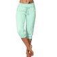 👖60% RABATT! 🔥Mjukisbyxor med dragsko och kort midja – Mjuk polyester, capri-längd och sidofickor (6 färger, S–3XL) 👖🌸