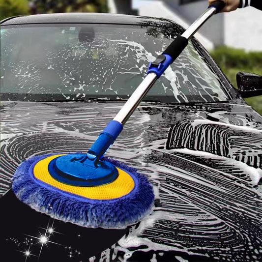 🚗60% RABATT NU! 🧽 Slitstark teleskopisk biltvättmopp i aluminium med långt skaft – Mjuk mikrofiber, repfri och justerbar längd ✨