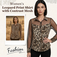 👚60% RABATT! 🐆 Damblus med Leopardmönster & Kontrasterande Nät – Lång Ärm, Figursydd & Perfekt för Kontor till Kväll ✨