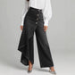 Asymmetriska omlottjeans 👖 Kombinera culottes och byxor, hög midja för att förlänga benen, vida och böljande, med diagonalt placerade knappar – förvandla dig omedelbart till en fashionista! ✨