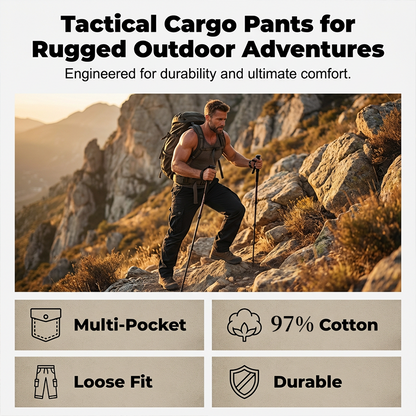 👖60% RABATT NU! 🛠️ Taktiska cargo-byxor i bomull – många fickor, förstärkta sömmar & justerbar midja 👖🪖