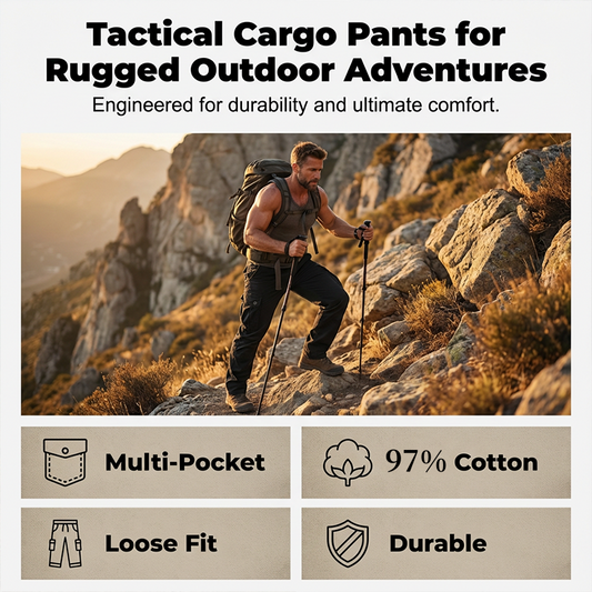 👖60% RABATT NU! 🛠️ Taktiska cargo-byxor i bomull – många fickor, förstärkta sömmar & justerbar midja 👖🪖