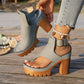 👡50 % RABATT✨ Sandaler med öppen tå och tjock klack | Stabil höjdökning · Luftig design med genombrutna detaljer · Justerbara ankelremmar · Halkfri gummisula · Mångsidig sommarmodell