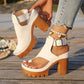 👡50 % RABATT✨ Sandaler med öppen tå och tjock klack | Stabil höjdökning · Luftig design med genombrutna detaljer · Justerbara ankelremmar · Halkfri gummisula · Mångsidig sommarmodell