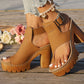 👡50 % RABATT✨ Sandaler med öppen tå och tjock klack | Stabil höjdökning · Luftig design med genombrutna detaljer · Justerbara ankelremmar · Halkfri gummisula · Mångsidig sommarmodell