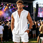 👕 TIDBEGRÄNSAD 50% RABATT! 🌴 Herrset med ärmlös topp och shorts – Strukturerat mönster, lätt, semesterklar ✨