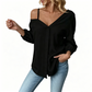 👚 50% RABATT NU! ✨ Kvinnors Off-Shoulder Knäppskjorta – Asymmetrisk, Skrynkeltyg & Lång Ärm – Luftigt, Avslappnat & Chic 💫