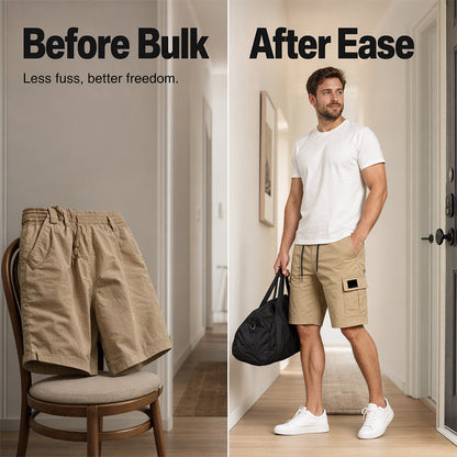 🩳 50% RABATT NU! 🧵 Herr Klassiska Cargo Stretch Shorts – Hållbara, bekväma & med flera fickor – Perfekta för utomhus, resor eller avslappnade sommardagar 🌿✨