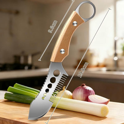 🎉 2026-rea — Över 16 000 sålda! 🥬 Multifunktionell grönsaksskärare – kamblad för perfekta julienne-strimlor, fiskavskalare och örtskalar – en kniv, tre funktioner! ✨