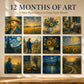 🎨 Konstkalender för 2027 – Blommönster inspirerade av Van Gogh för hemmet och kontoret